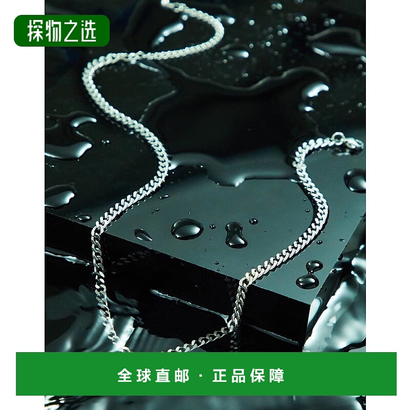 香港直邮ASOS 男士 4mm 设计防水不锈钢短款窄款链条项链(银色)