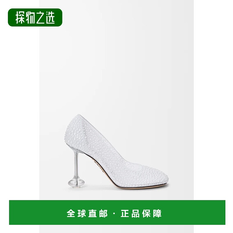 欧洲直邮Loewe罗意威 Toy系列女士透明色水钻网纱花瓣形鞋头
