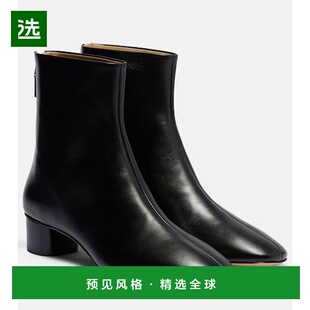 1h可退 香港直邮Le Monde Beryl 女士 Carole 皮质短靴 black黑色
