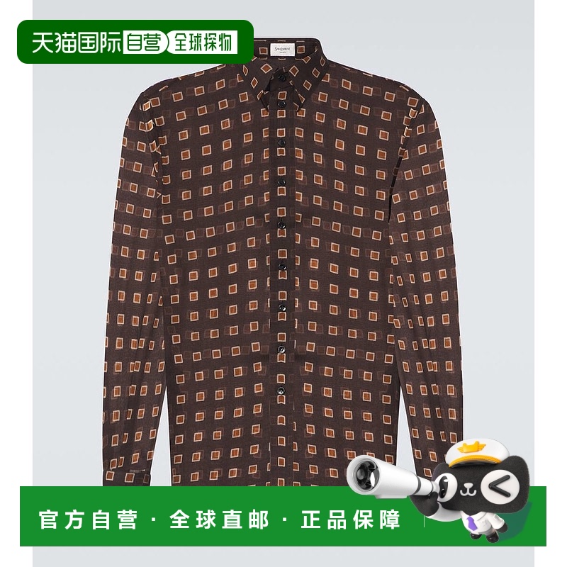1h可退 香港直邮Saint Laurent 圣罗兰 男士 印花羊毛衬衫