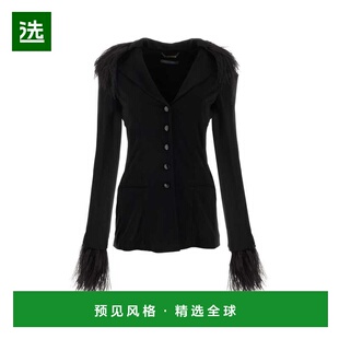 1h可退 香港直邮Alberta Ferretti 女士 黑色绉纱西装外套 A05216