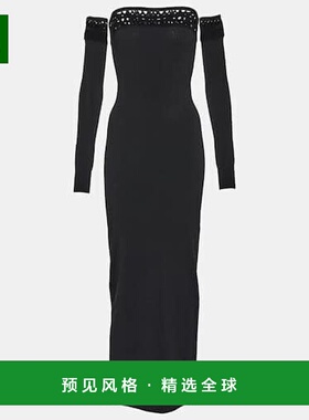 1h可退 香港直邮Alaïa 女士 Vienne 露肩长款连衣裙 black黑色 舒