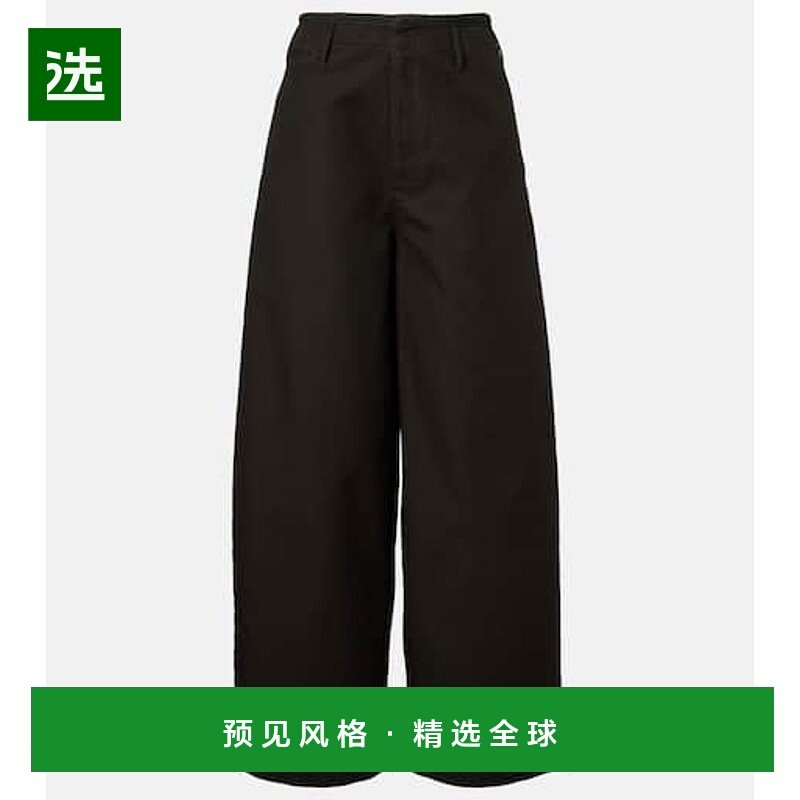 香港直邮Lemaire 女士 高腰棉质斜纹布阔腿裤 brown棕色 舒适时尚,女装/女士精品,休闲裤,淘宝优惠券,粉丝福利购,淘宝优惠卷