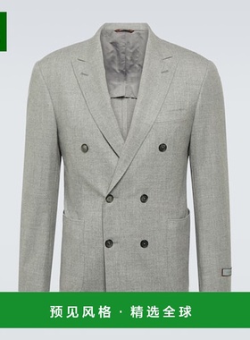 1h可退 香港直邮Canali 康钠丽 男士 双排扣羊绒混纺西装外套