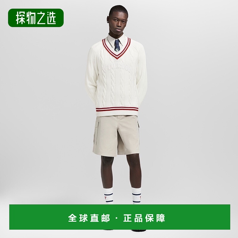 自营欧洲直邮LV路易威登 Preppy系列男士奶白色聚酰胺条纹毛衣