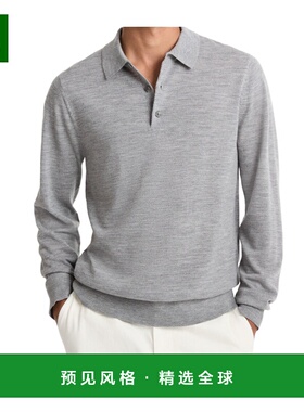 香港直邮VINCE 男士T恤 M05196453A058 AW2025 灰色 羊毛 Polo 衫