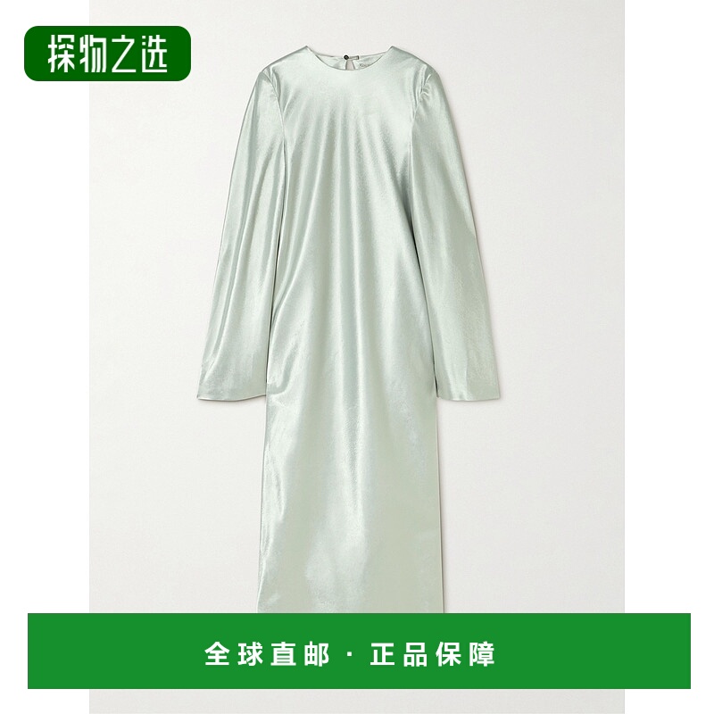 香港直邮calvin klein 女士 Alba 丝硬缎中长连衣裙 LV0VY00330DX