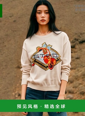韩国直邮ETRO 徽标提花女士圆领毛衣 12841 9819 0990长袖针织