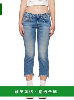 1h可退 【美国直邮】R13女士牛仔裤直筒弹力褪色做旧休闲时尚易搭