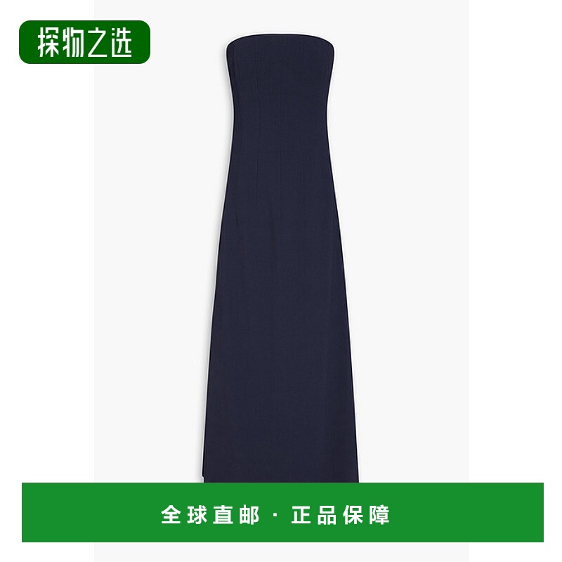 香港直邮Staud 女士 Benjamin 抹胸绉纱长款连衣裙 26770128NVY