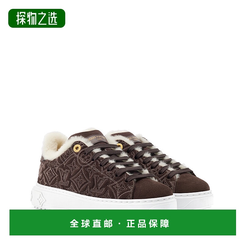 自营欧洲直邮LV路易威登 Time Out系列女士棕色小牛皮老花图案厚
