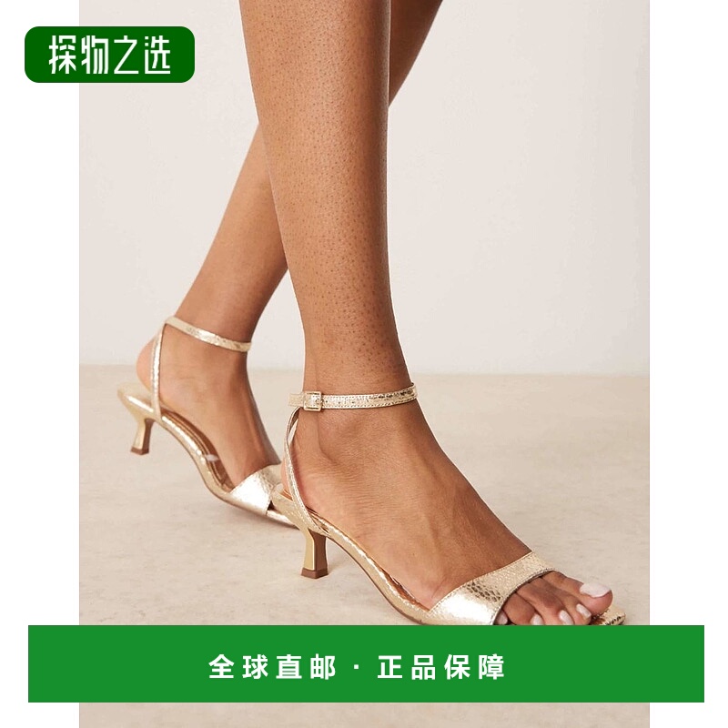 1h可退 香港直邮ASOS 女士 Throb barely there 设计宽版心形小跟