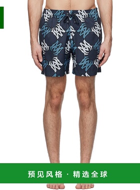 1h可退 香港直邮AMIRI 男士 海军蓝 MA Quad 泳裤 AMSWTK1027