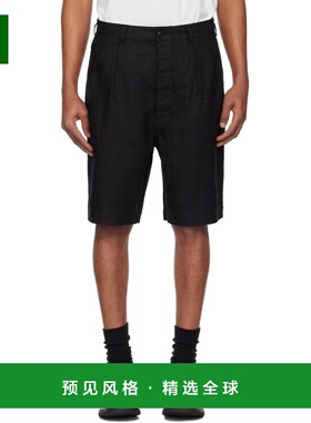 1h可退 香港直邮Sunflower 男士 黑色 Pleated Linen 短裤 4148