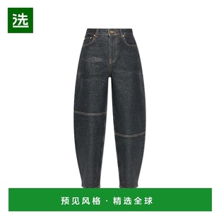 香港直邮GANNI 闪光箔片牛仔裤 甘尼 STARY J1803698 女士 1h可退