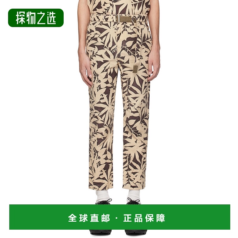 1h可退 香港直邮Sacai 男士 驼色 & 棕色印花长裤 2403301M男装