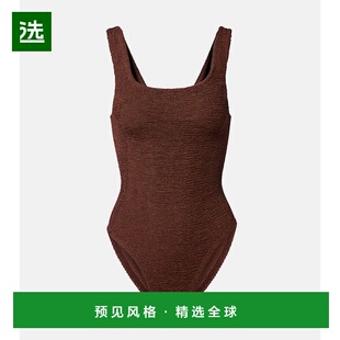 1h可退 香港直邮HUNZA G 女士 覆盖方形领泳衣 brown棕色 舒适时