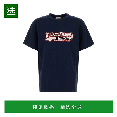 香港直邮AUTRY 男士 x Maison KitsunÃ© 海军蓝棉质T恤 TSPXMK2B