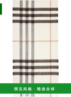 1h可退 香港直邮Burberry 巴宝莉 女士 灰白色 Check Cashmere 围
