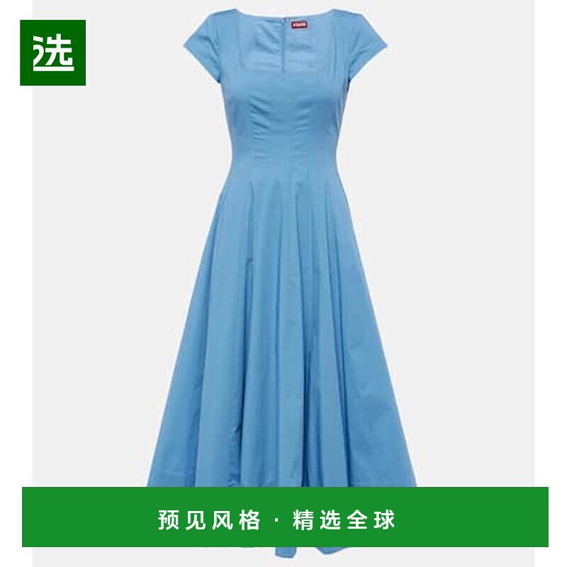 1h可退 香港直邮Staud 女士 Wells 棉质中长连衣裙 001405