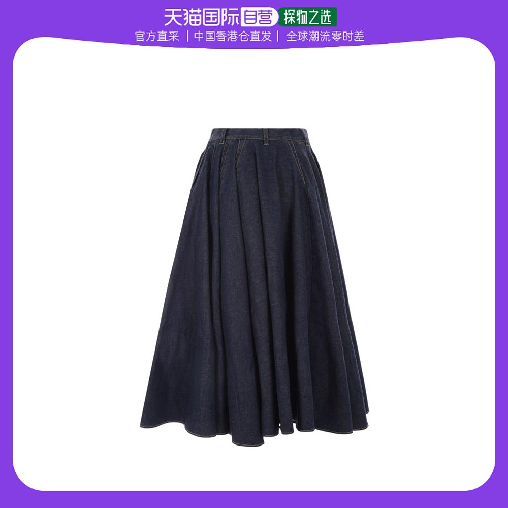 香港直邮Alaia 牛仔半身裙 AA9J04614T573