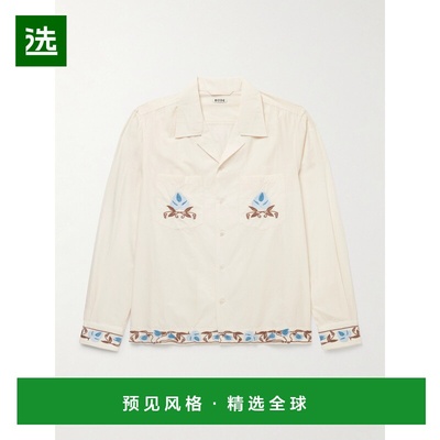 1h可退 Bode 男士 Vine Camp-Collar 新款刺绣棉质府绸衬