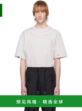 1h可退 香港直邮Feng Chen Wang 男士 灰色做旧 T 恤 FMS15TS03G