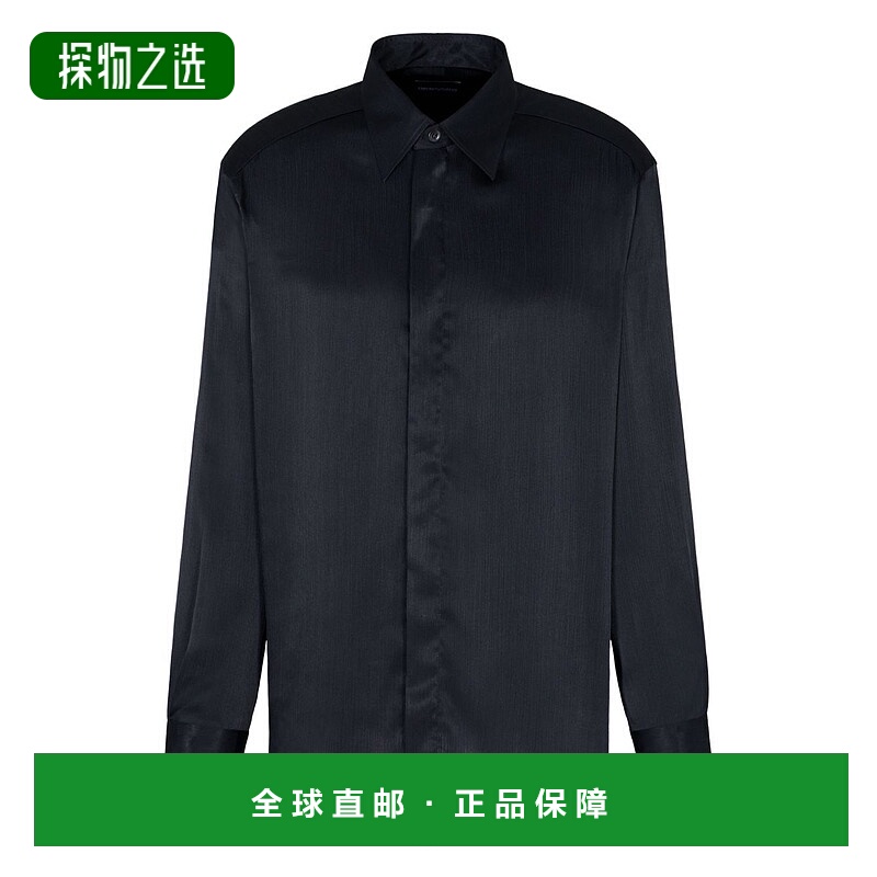 香港直邮Emporio Armani 安普里奥·阿玛尼 男士 黑色羊毛混纺衬