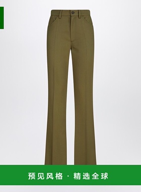 1h可退 香港直邮The Attico 女士 军装风绿色羊毛华达呢裤子 251W