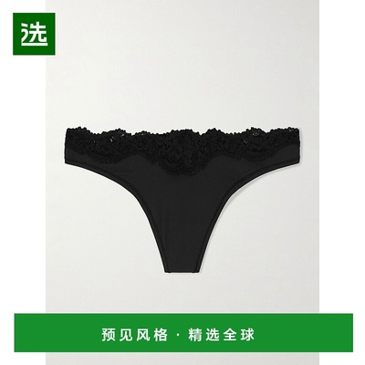 SKIMS 女士 Fits Everybody Dipped - Onyx 蕾丝丁字裤 P性感