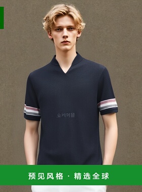 韩国直邮Thom BrowneT恤男女款翻领短袖日常百搭MJP169A J0046