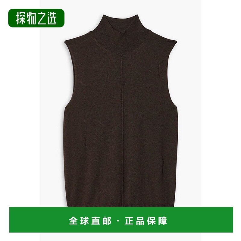 香港直邮AMIRI 女士 磨破羊绒高领背心 PS22WKL022210BROWN