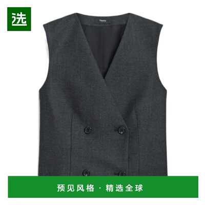香港直邮THEORY 女士背心吊带 P08011060VM AW2025 黑色 双排扣背
