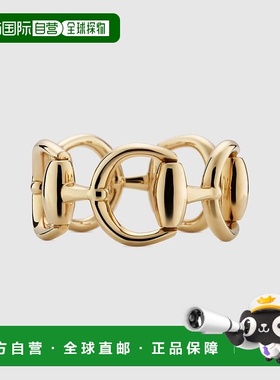 自营欧洲直邮Gucci/古驰 Horsebit系列女士金色18K黄金马衔扣宽版