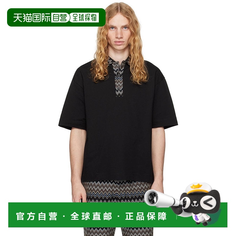 1h可退 香港直邮MISSONI 米索尼 男士 黑色 Chevron Knit Inserts