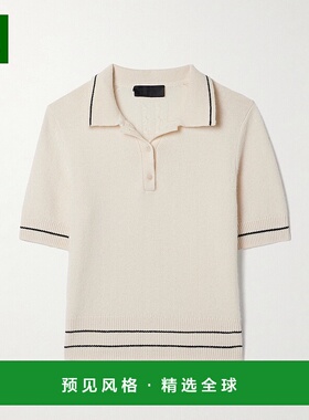 1h可退 香港直邮NILI LOTAN 女士 Carline 条纹羊绒Polo毛衣 8136