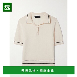 1h可退 香港直邮NILI LOTAN 女士 Carline 条纹羊绒Polo毛衣 8136