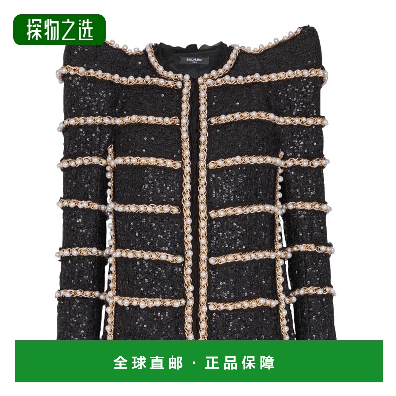 香港直邮Balmain 珍珠链条细节休闲夹克 EF0SK775PC90