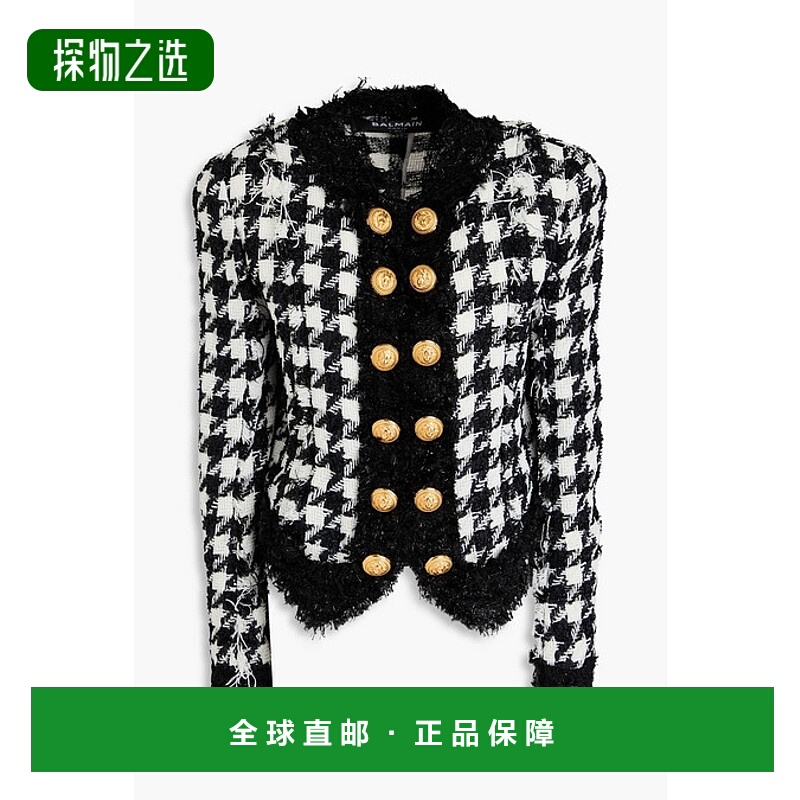 1h可退 香港直邮Balmain 巴尔曼 女士 金属感花呢夹克 YF1SC038MB
