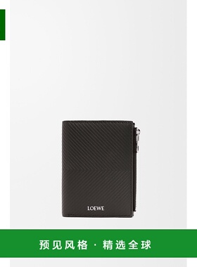 1h可退 欧洲直邮Loewe罗意威 男士深灰色小羊皮压印人字形纹路钱