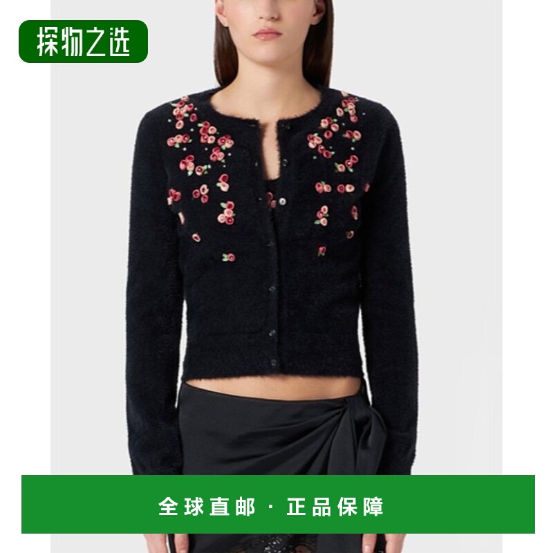 香港直邮Blumarine 玫瑰刺绣针织开衫 2M485A