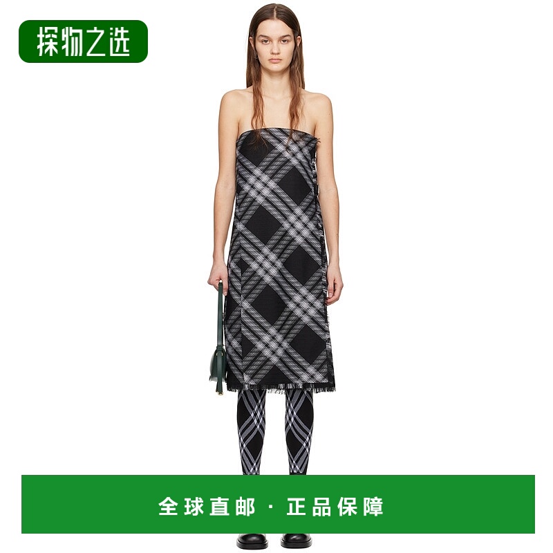 1h可退 香港直邮潮奢 Burberry 巴宝莉 女士 黑色 & 白色格纹连衣
