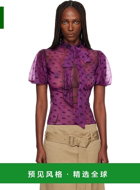 1h可退 香港直邮Acne Studios 艾克妮 女士 紫色 Sheer Bow 上装