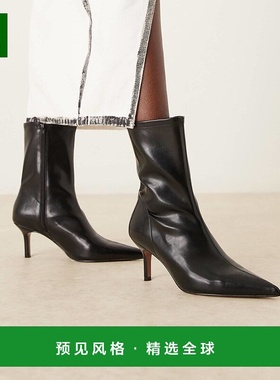 1h可退 香港直邮ASOS 女士 Rosalind 设计宽版小跟短靴(黑色)高跟