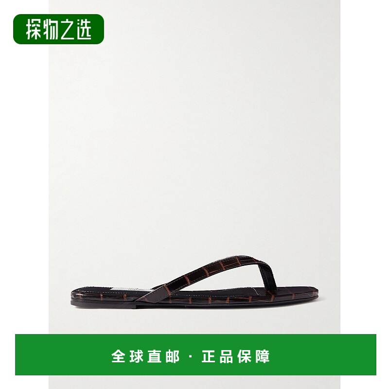 1h可退 香港直邮TOTÊME 女士 鳄鱼纹皮质人字拖 252WAS4557LE0076