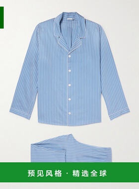 1h可退 香港直邮Zimmerli 齐穆里 男士 Camp-Collar 条纹梭织睡衣