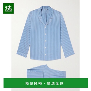 1h可退 香港直邮Zimmerli 齐穆里 男士 Camp-Collar 条纹梭织睡衣