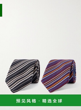 1h可退 香港直邮MISSONI 米索尼 男士 7cm 条纹真丝提花领带 BIPA