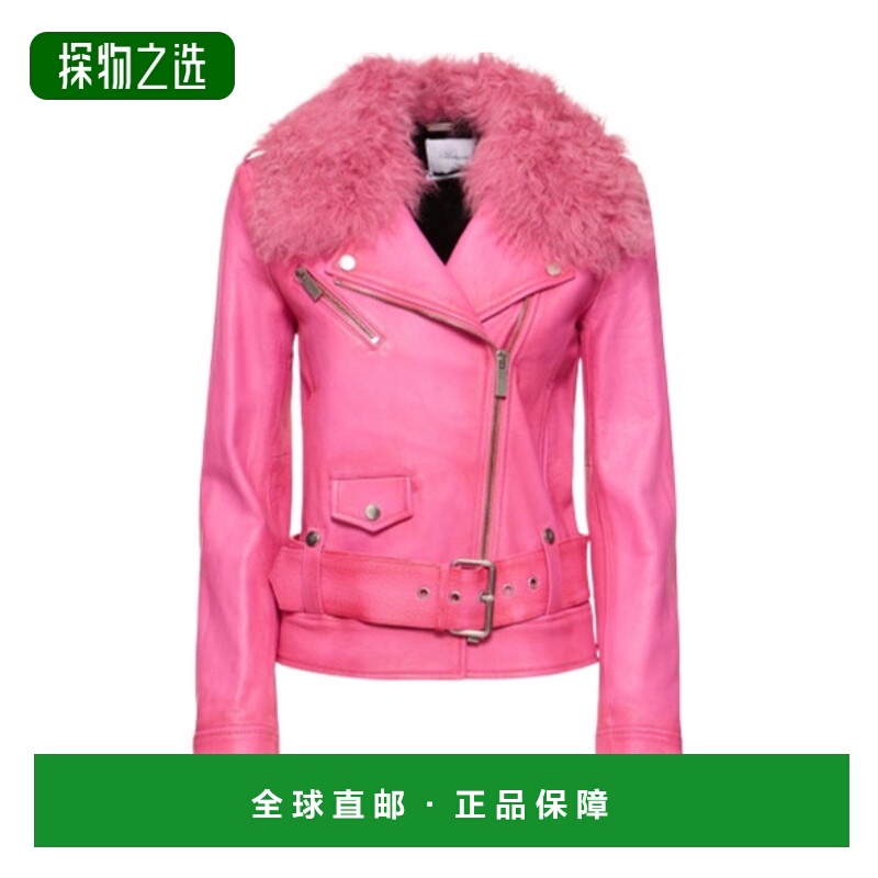 香港直邮Blumarine 拉链长袖皮夹克 78I-P0D071