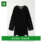 香港直邮SEA 海洋 女士 1h可退 Dana 天鹅绒饰边刺绣薄纱迷你连衣